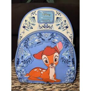 Loungefly Bambi And Friends Blue Floral Mini Backpack